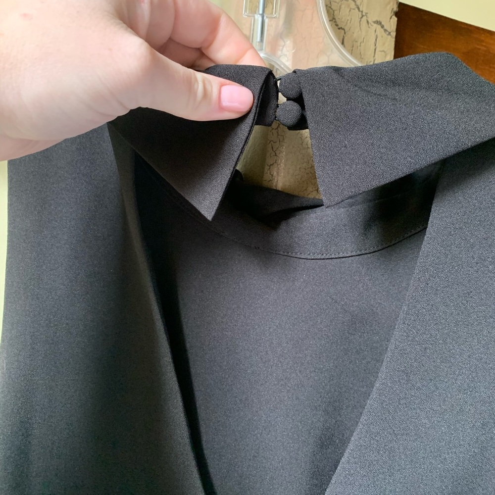 Black collared midi evening dress